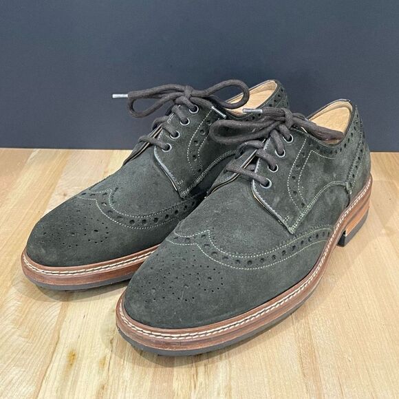 Paco Rodriguez Dark Green Suede Wingtips. Like new! Size 42/US 9.5-10. - Picture 1 of 11